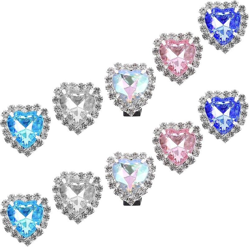 مشابك حذاء على شكل قلب، إبزيم من حجر الراين، سحر قابل للفصل للتصميم الذاتي للرياضيات والأحذية - Image 1